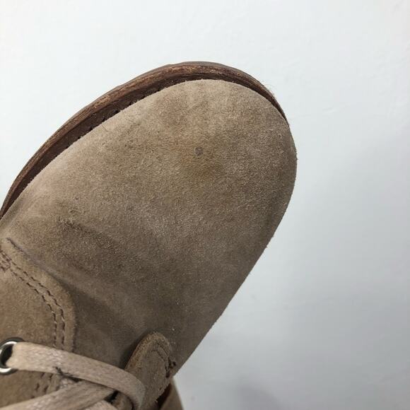 Frye Sabrina 6G Suede Leather Lace Up Bootie In Beige Women's Size 6M - Picture 8 of 13
